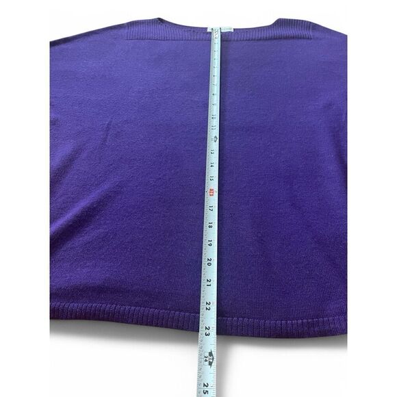 Coldwater Creek Purple Wool Blend Boatneck Cropped Sleeve Sweater Size 10-12 /M - Picture 5 of 6